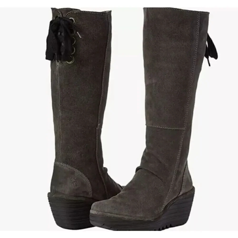 Fly London 'Yust' Knee High Platform Wedge Boot (Women) Size 40 9.5/10
